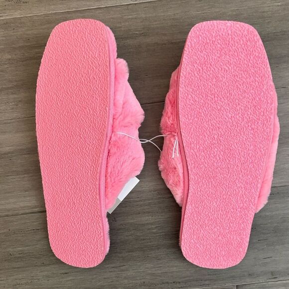 NWT BP Fluffy Soft Slippers Pink Prism XL Nordstrom - Picture 4 of 5